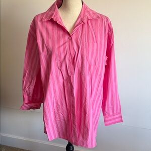 a new day Pink Striped Button-Front Blouse